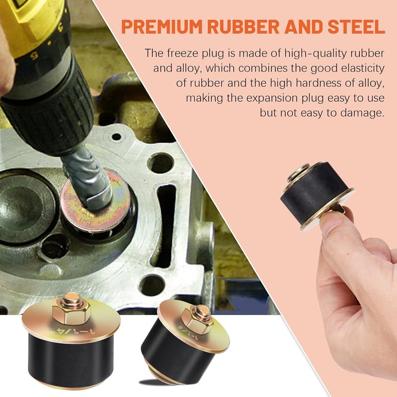 Tanstic 14Pcs Neoprene Rubber Expansion Plug, 7 Sizes Automotive Rubber Expandable Freeze Plug, 3/4", 7/8", 1", 1-1/8", 1-1/4", 1-3/8", 1-1/2", Fit Hole Size: 19~41mm(3/4"~1-5/8") - Image 5